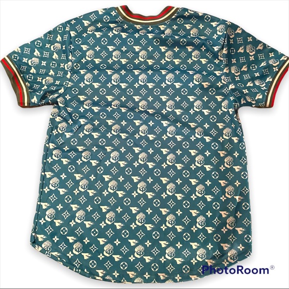 Men's Aqua w/ Design L M. Society Mad City Supreme V Neck Shirt - Picture 2 of 3